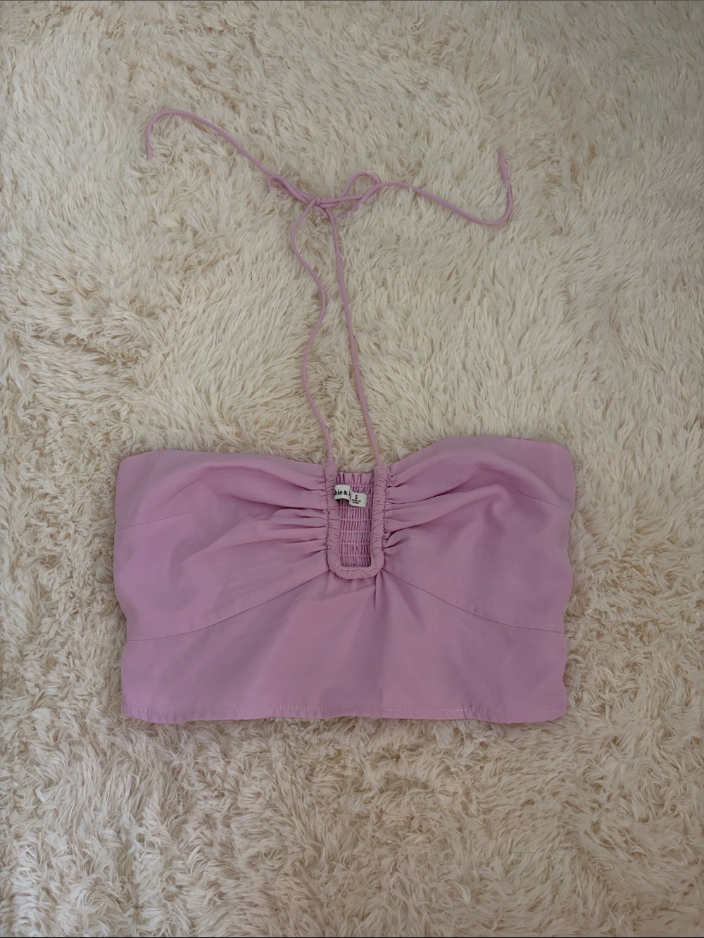 Lilac Halter Ruched Crop Top -Abercrombie and Fitch